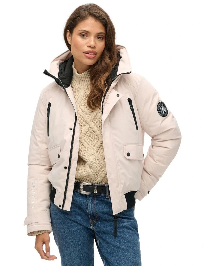 City Padded Bomber Jacket in Off Grey image 1