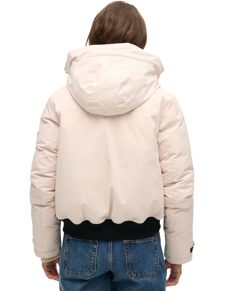 City Padded Bomber Jacket in Off Grey image 2