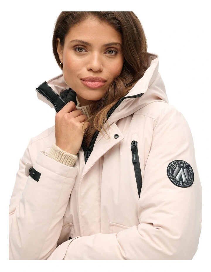 City Padded Bomber Jacket in Off Grey image 3