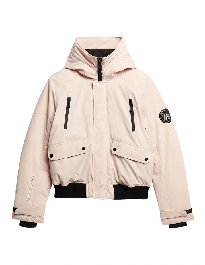 City Padded Bomber Jacket in Off Grey image 7