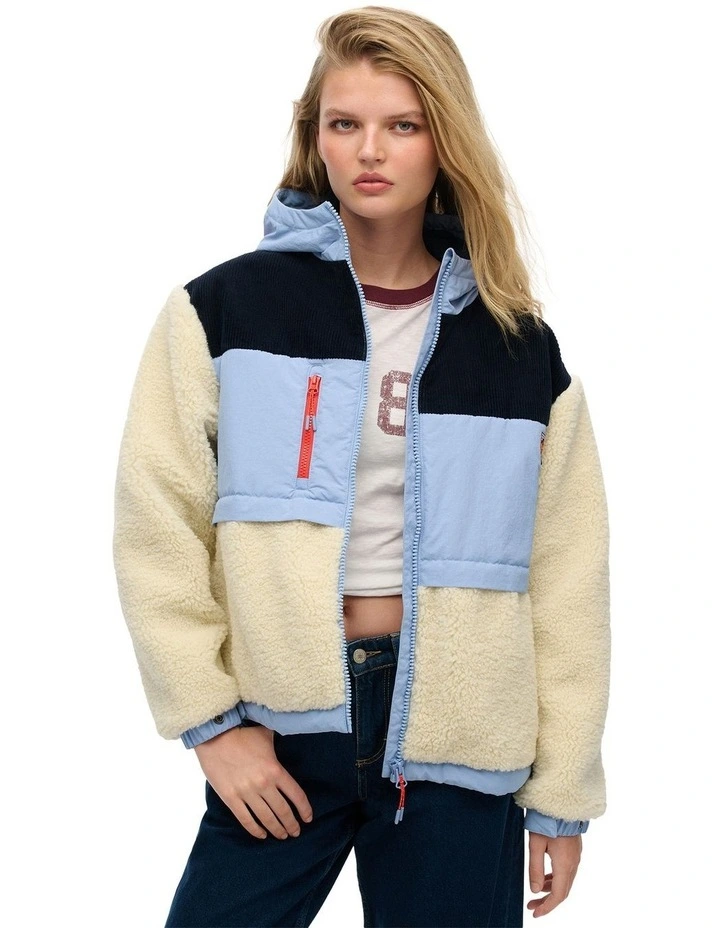 Hooded Fleece Jacket in Urban Cream image 1