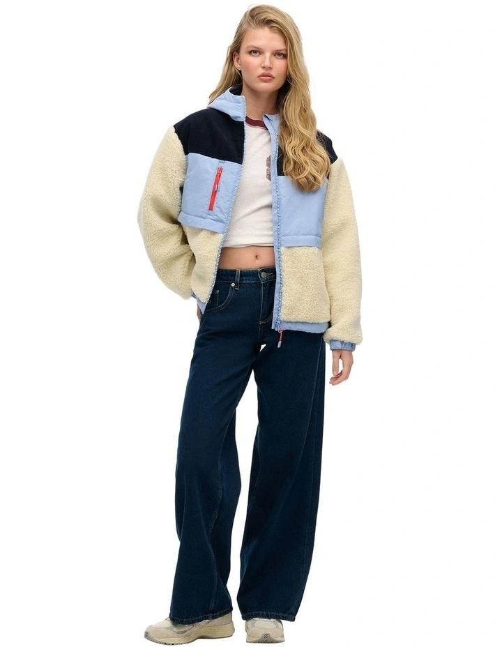 Hooded Fleece Jacket in Urban Cream image 4