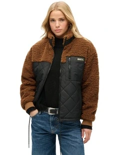 Workwear Sherpa Fleece Hybrid Jacket in Bison Brown