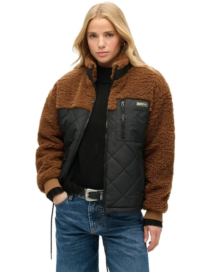 Workwear Sherpa Fleece Hybrid Jacket in Bison Brown image 1