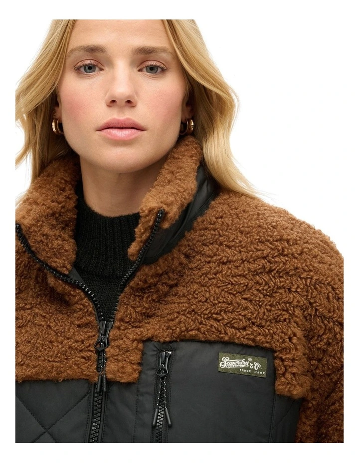 Workwear Sherpa Fleece Hybrid Jacket in Bison Brown image 2