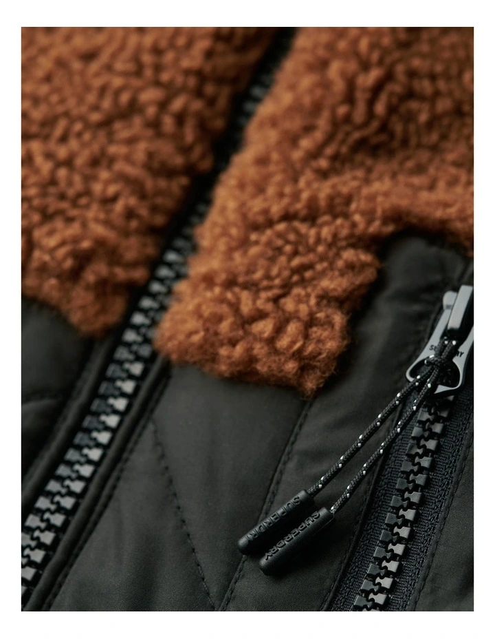 Workwear Sherpa Fleece Hybrid Jacket in Bison Brown image 5