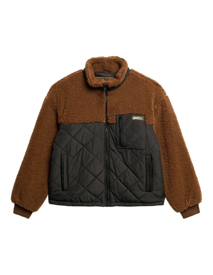 Workwear Sherpa Fleece Hybrid Jacket in Bison Brown image 6