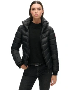 Hooded Fuji Padded Jacket in Black