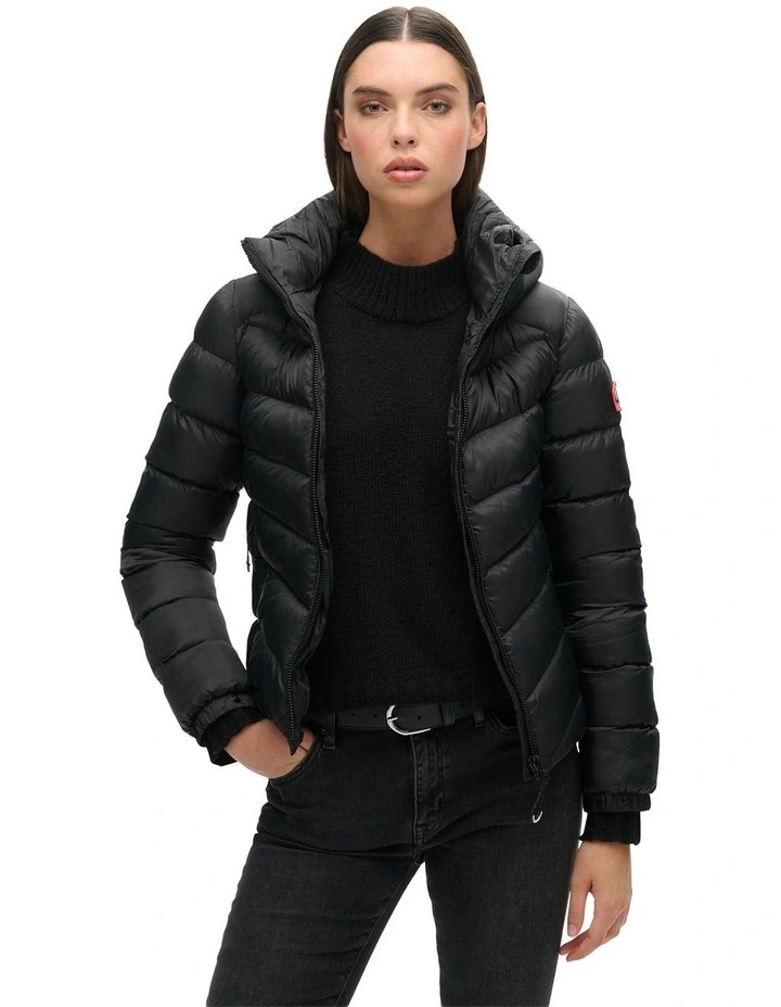 Hooded Fuji Padded Jacket in Black image 1