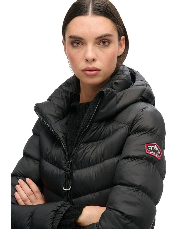 Hooded Fuji Padded Jacket in Black image 3