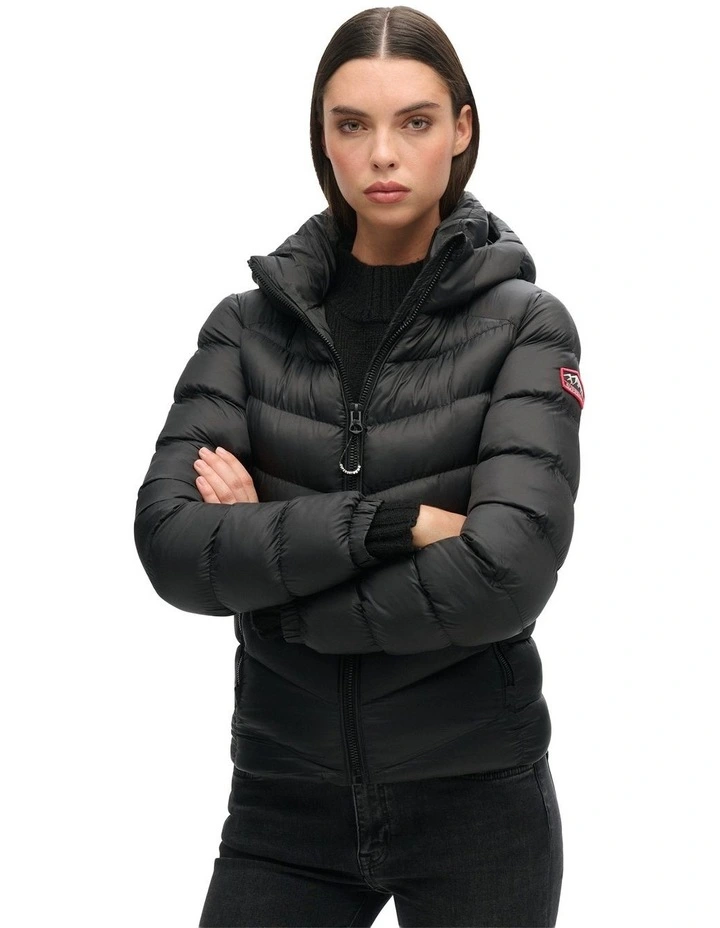 Hooded Fuji Padded Jacket in Black image 4