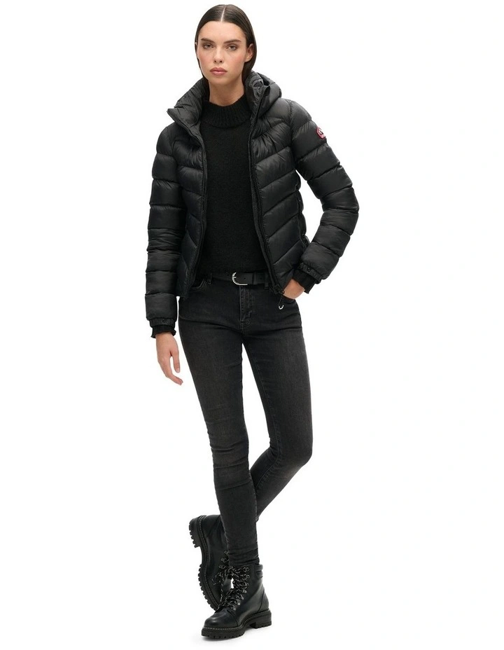 Hooded Fuji Padded Jacket in Black image 5