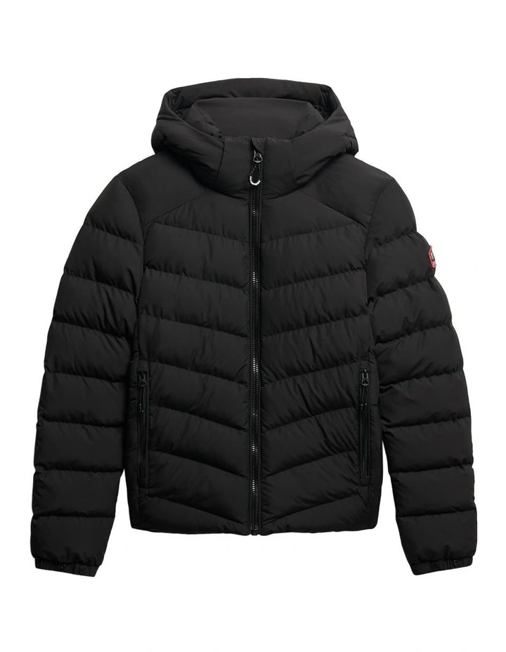 Hooded Fuji Padded Jacket in Black image 7