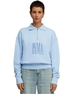 Premium Essentials Polo Crew Jumper in Blue