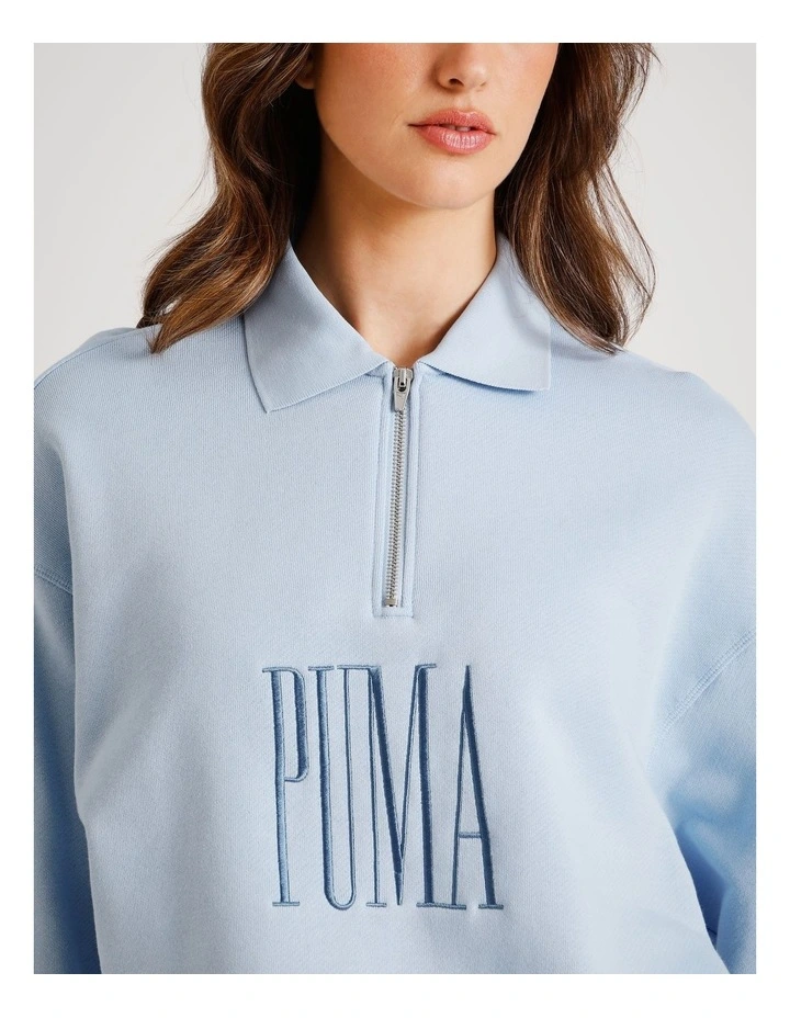 Premium Essentials Polo Crew Jumper in Blue image 2