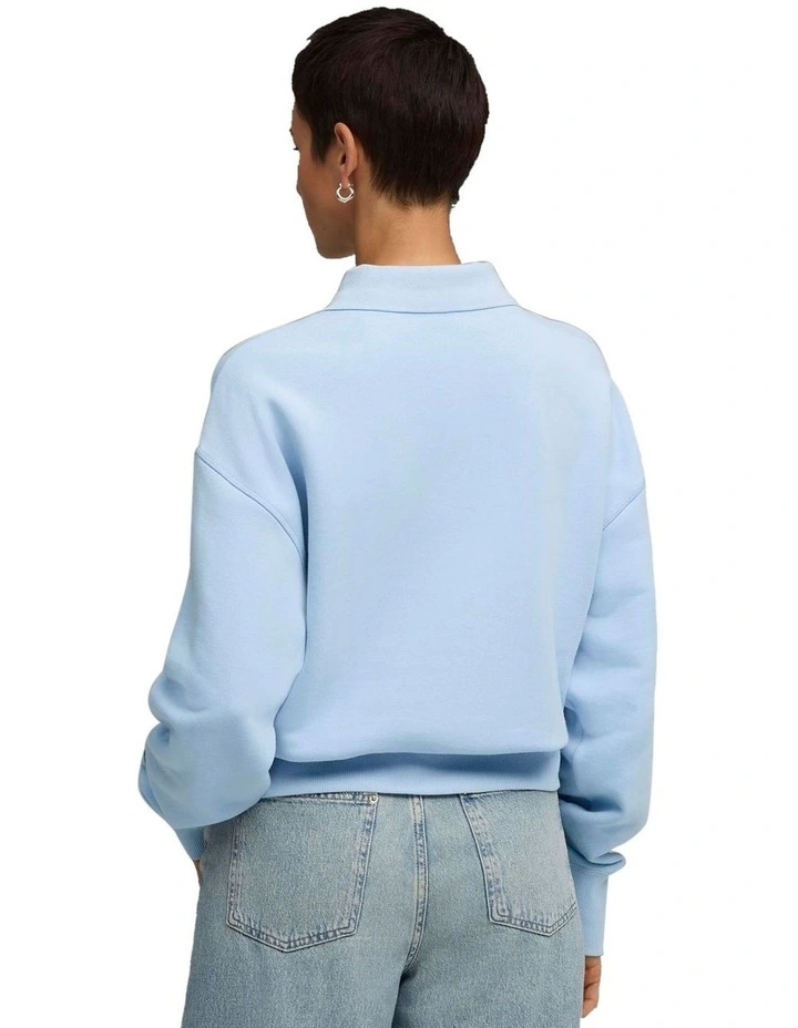 Premium Essentials Polo Crew Jumper in Blue image 2