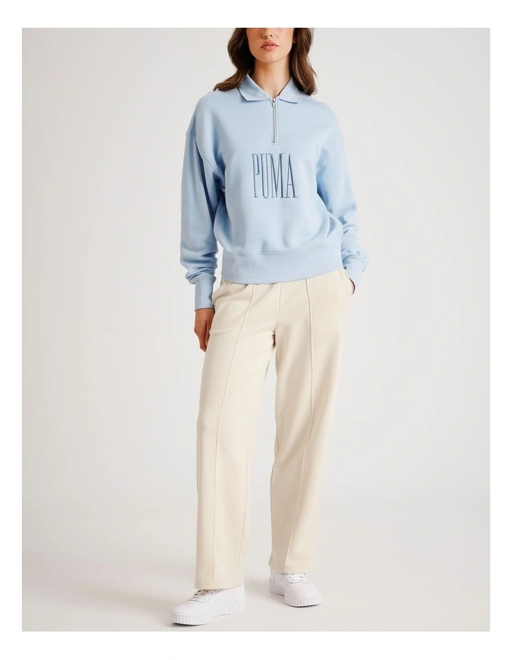 Premium Essentials Polo Crew Jumper in Blue image 3
