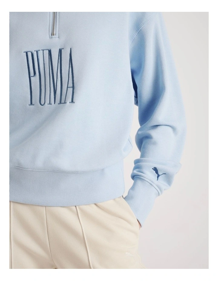 Premium Essentials Polo Crew Jumper in Blue image 4