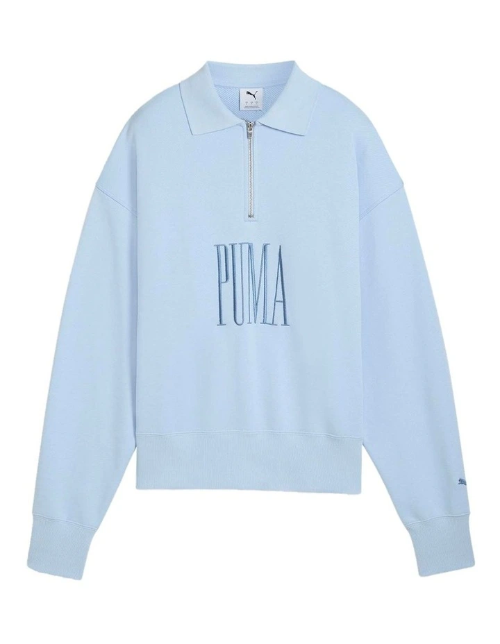 Premium Essentials Polo Crew Jumper in Blue image 4