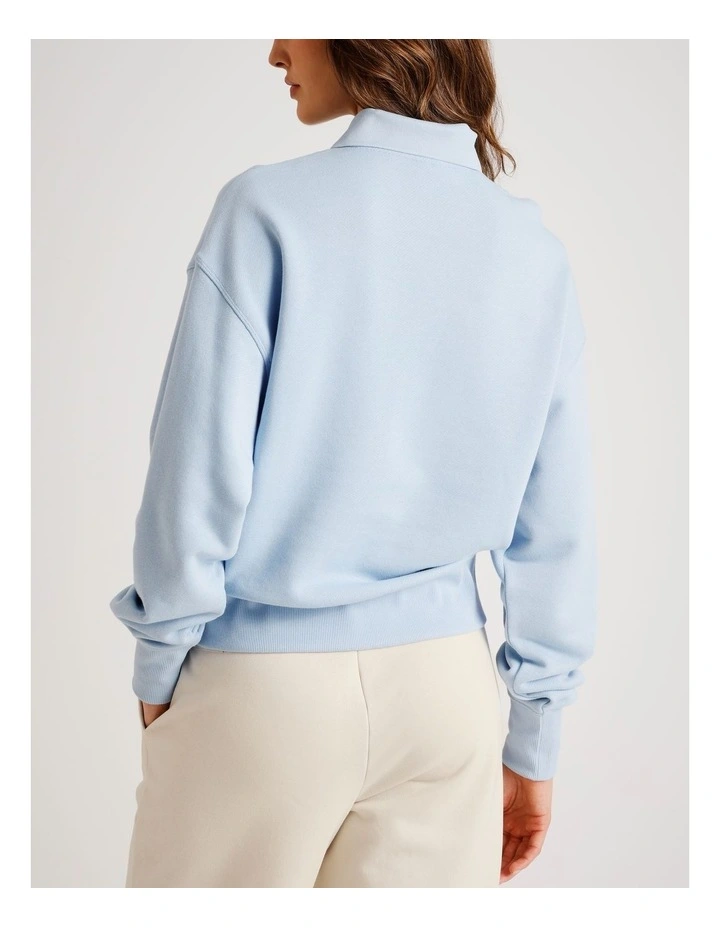 Premium Essentials Polo Crew Jumper in Blue image 5