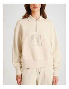 Premium Essentials Polo Crew Jumper in White