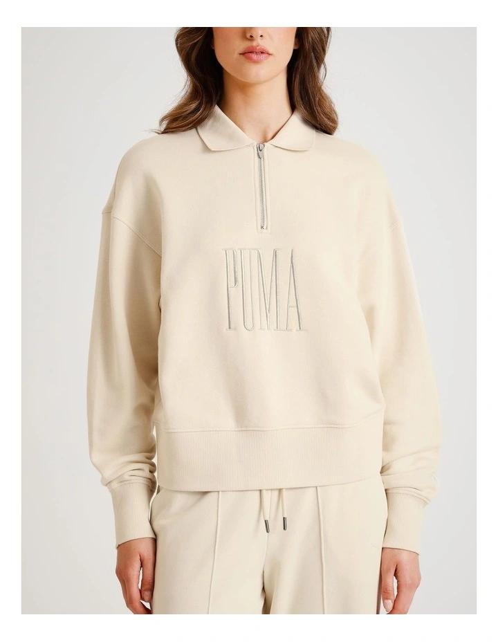 Premium Essentials Polo Crew Jumper in White image 1