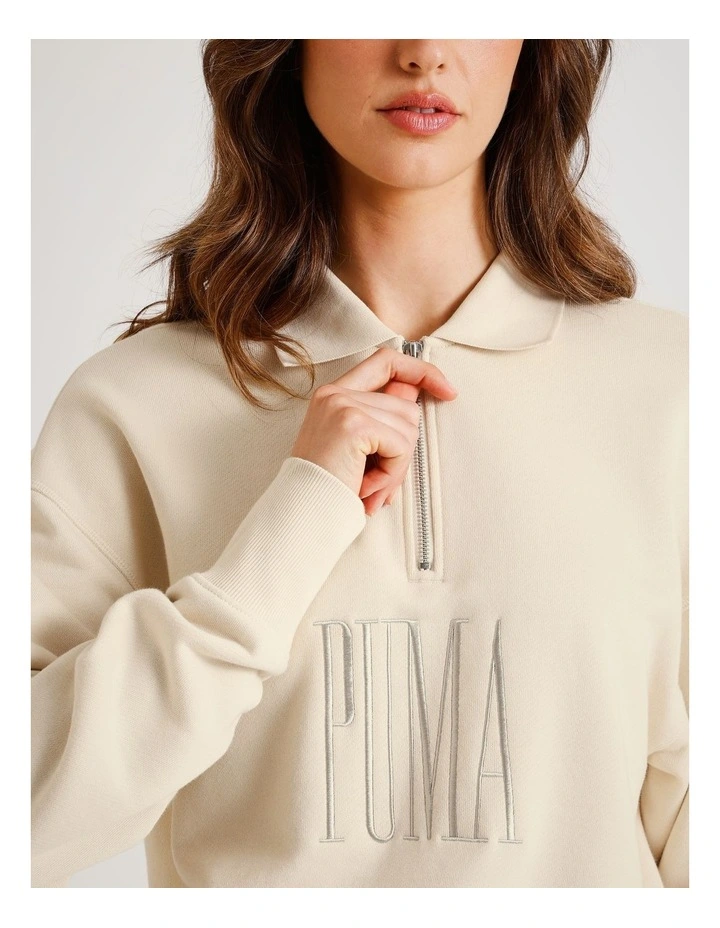 Premium Essentials Polo Crew Jumper in White image 2
