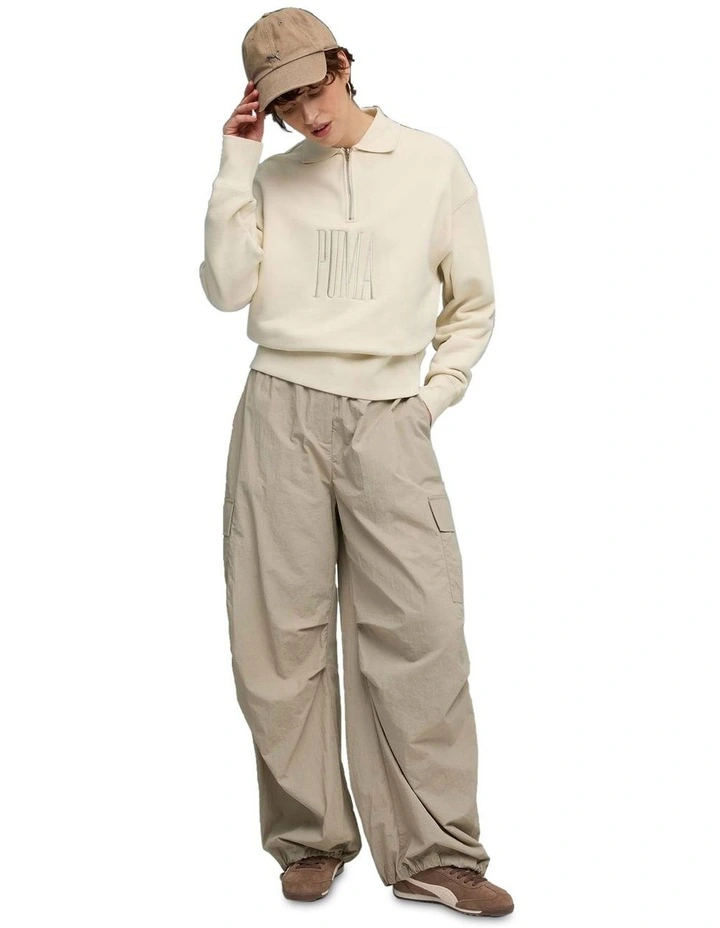 Premium Essentials Polo Crew Jumper in White image 2
