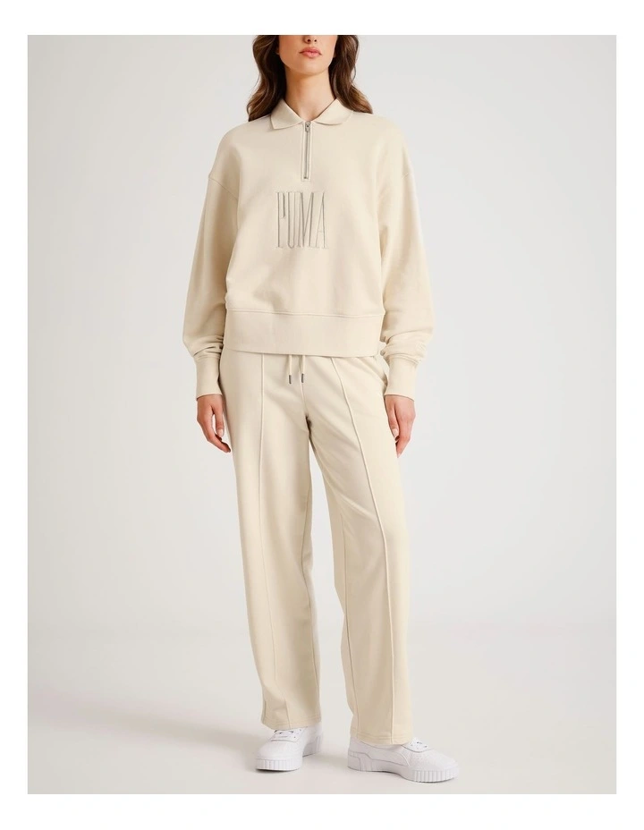 Premium Essentials Polo Crew Jumper in White image 3