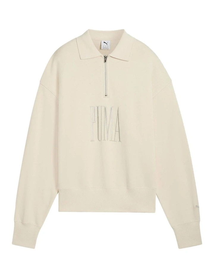 Premium Essentials Polo Crew Jumper in White image 3