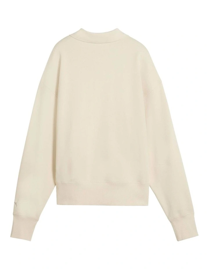 Premium Essentials Polo Crew Jumper in White image 4