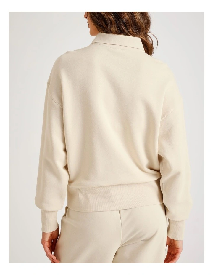 Premium Essentials Polo Crew Jumper in White image 5