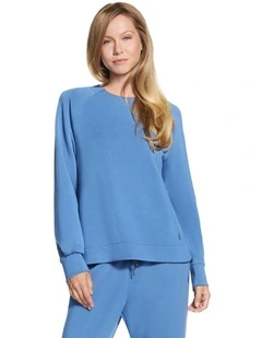 Cozy Luxe Crewneck Top in Blue