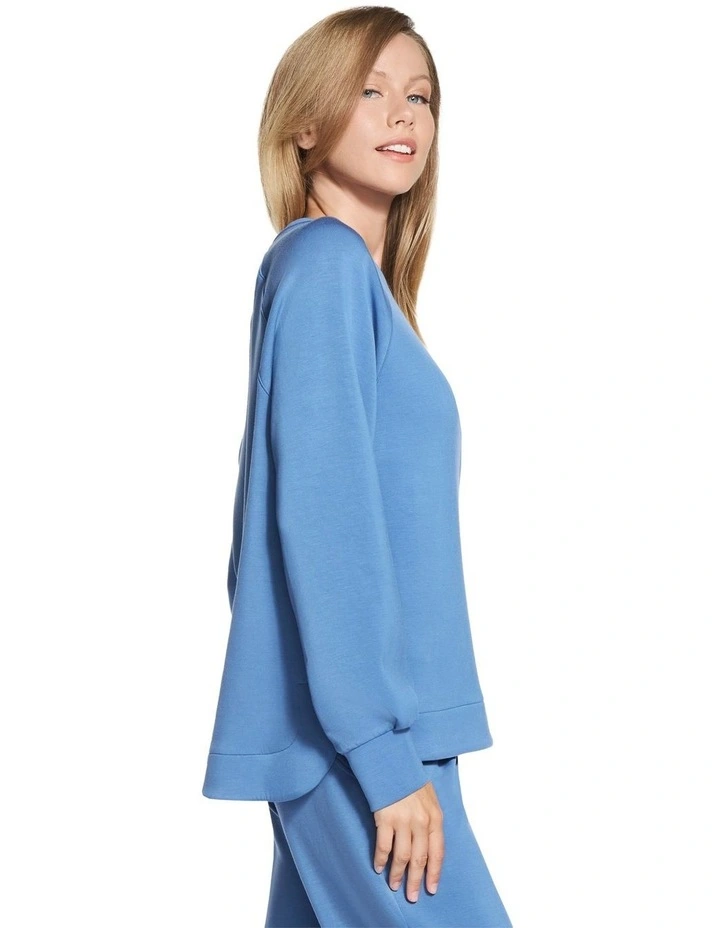 Cozy Luxe Crewneck Top in Blue image 3