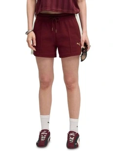 T7 Pintuck Shorts 4 in Ruby Shimmer