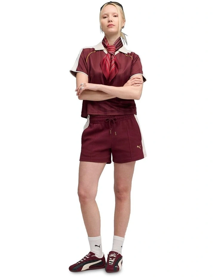 T7 Pintuck Shorts 4 in Ruby Shimmer image 3