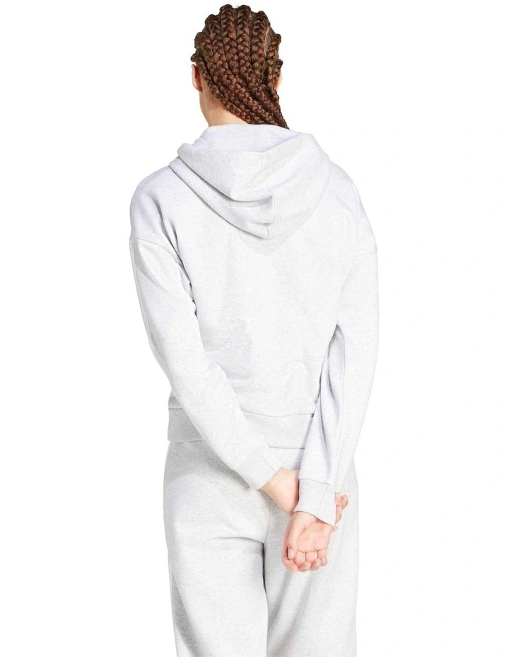 Essentials 3-Stripes Full-Zip Fleece Hoodie in grey image 2