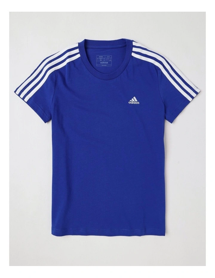 Essentials Slim 3-Stripes T-Shirt in Royal Blue image 1