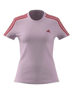Essentials Slim 3-Stripes T-Shirt in Purple