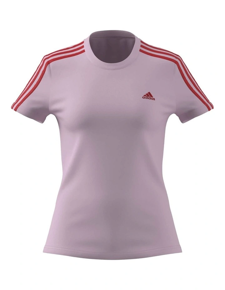 Essentials Slim 3-Stripes T-Shirt in Purple image 1