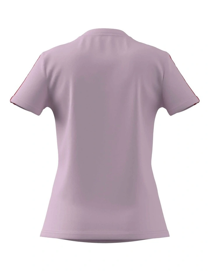 Essentials Slim 3-Stripes T-Shirt in Purple image 2