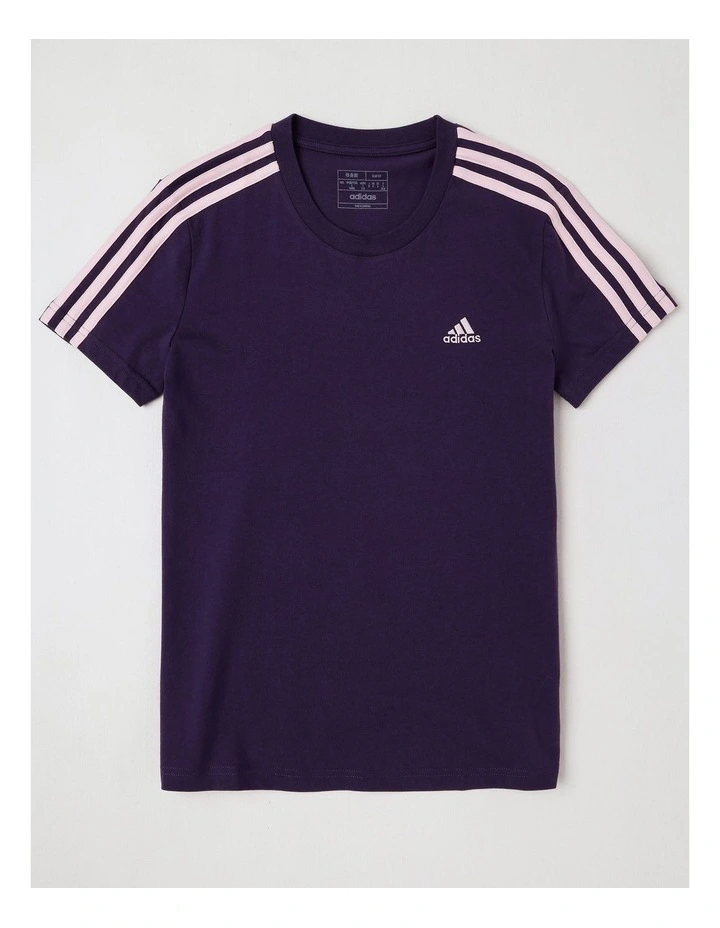 Essentials Slim 3-Stripes T-Shirt in Aurora Plum image 1