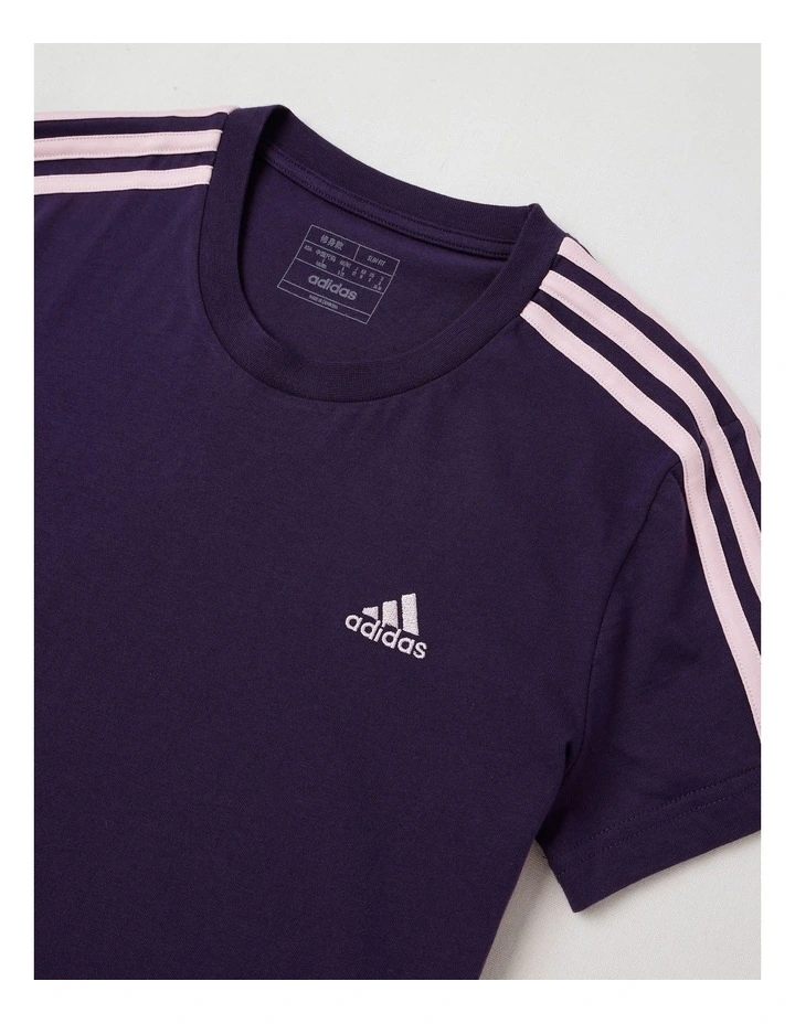 Essentials Slim 3-Stripes T-Shirt in Aurora Plum image 3