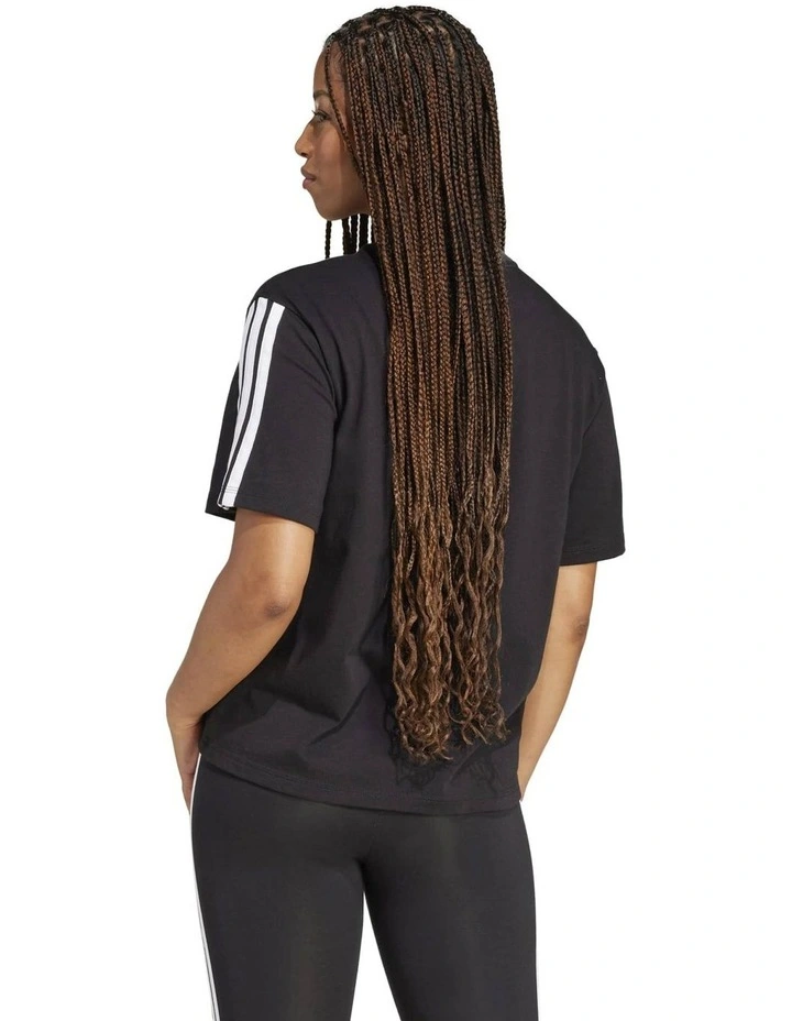 Essentials 3-Stripes Boyfriend Tee in Black image 2
