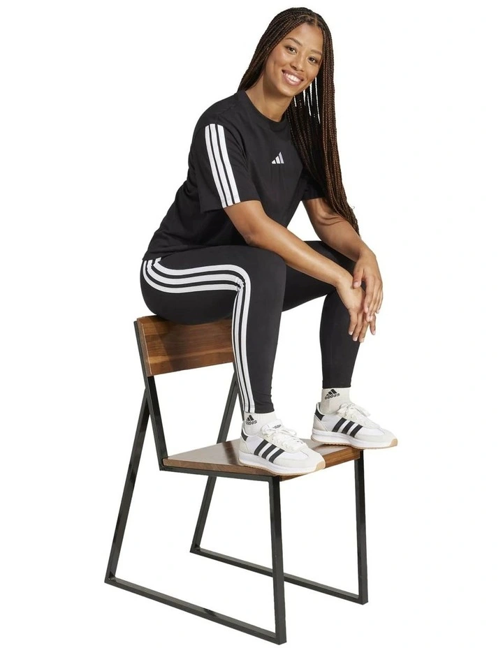 Essentials 3-Stripes Boyfriend Tee in Black image 3