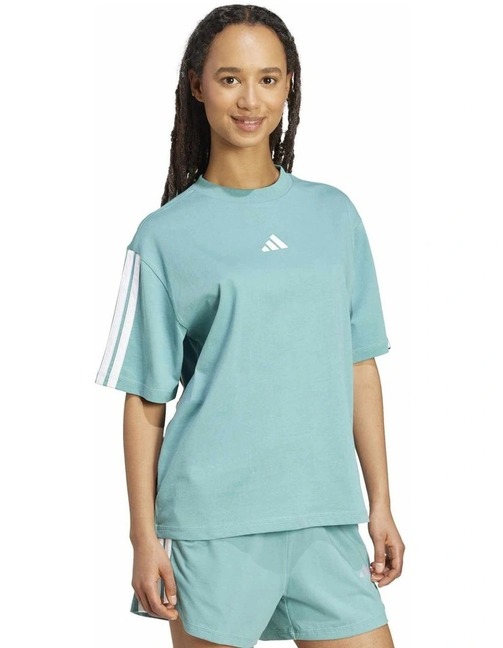 Essentials 3-Stripes Boyfriend Tee in Blue image 3