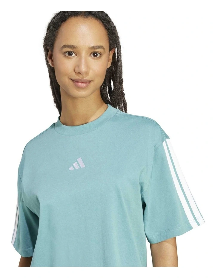 Essentials 3-Stripes Boyfriend Tee in Blue image 5