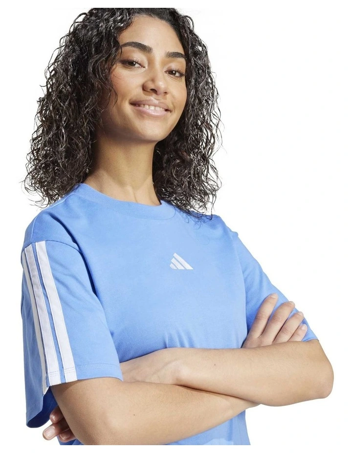 Essentials 3-Stripes Boyfriend Tee in Blue image 4