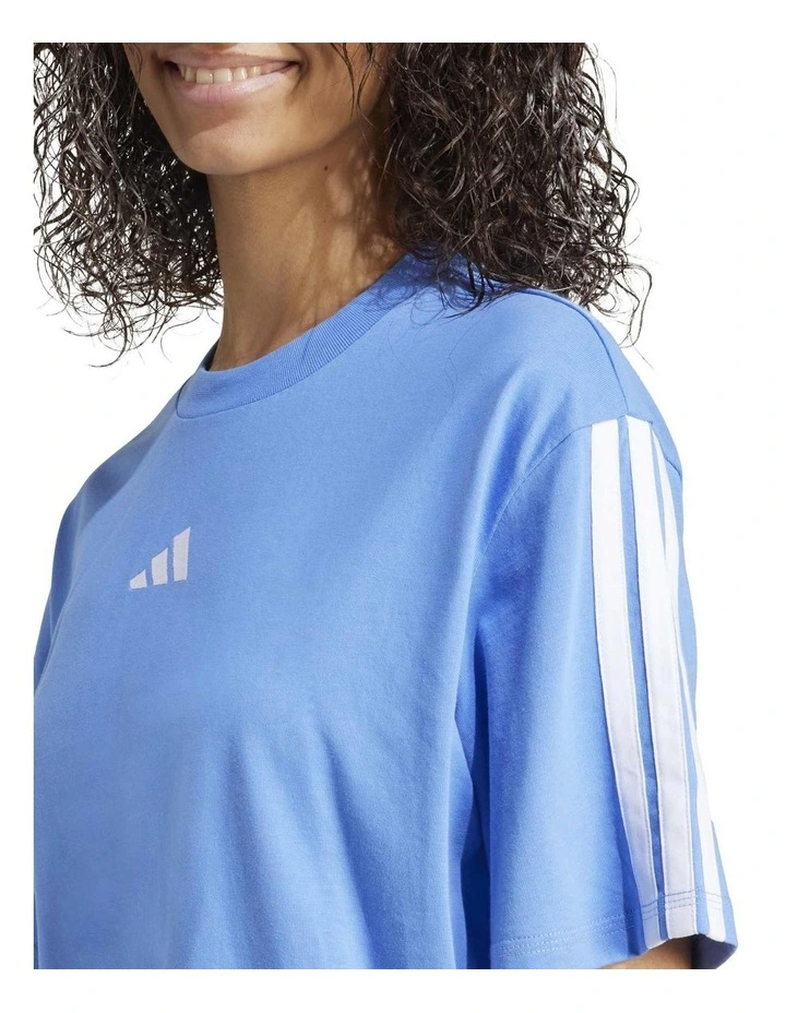 Essentials 3-Stripes Boyfriend Tee in Blue image 5