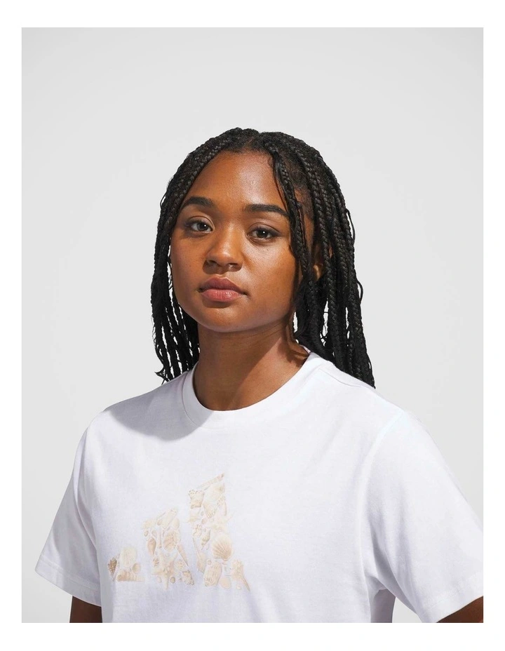 Iridescent Shells Big Logo Graphic T-Shirt in White image 5